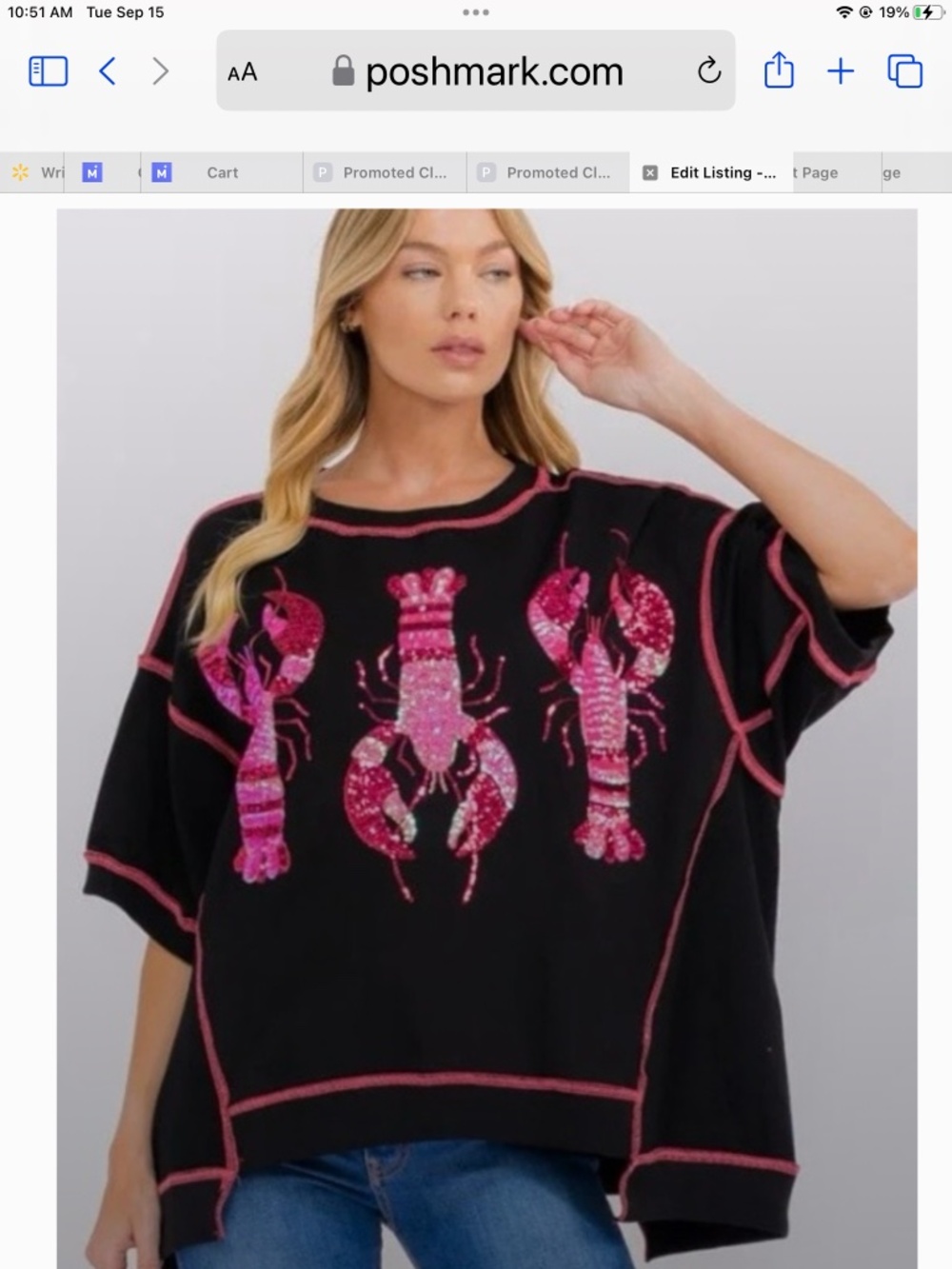 LOBSTERS 🦞 on the CAPE Sequined ladies Top